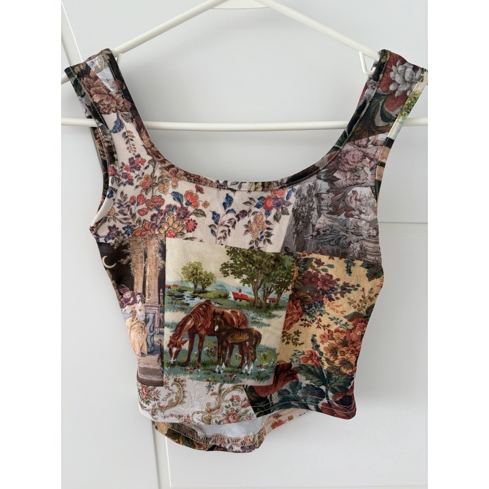 New Girl Order Horse Tapestry Corset Crop Top Equestrian Cottagecore 6
